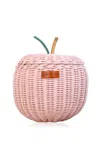 Momiji Apple Small Rattan Storage Basket In Pink