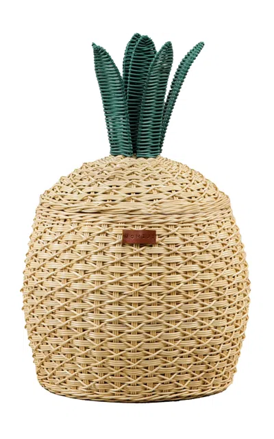 Momiji - Medium Pineapple Handcrafted Rattan Storage Basket - Nude In Brown