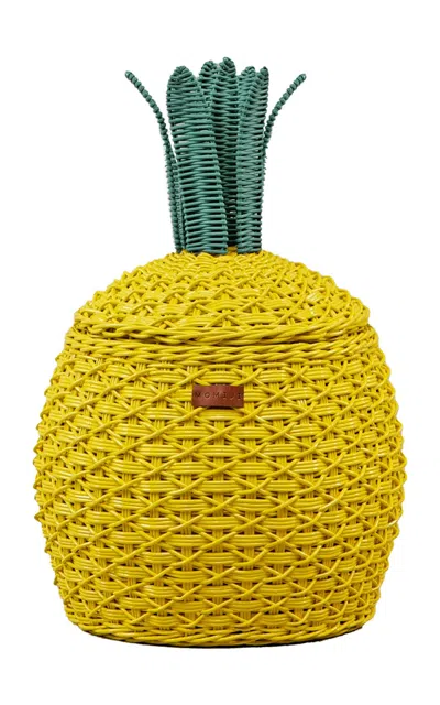 Momiji - Pineapple Medium Handcrafted Rattan Storage Basket - Yellow