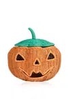 Momiji Pumpkin Face Rattan Halloween Basket In Orange