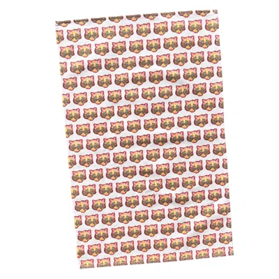 Mommani Threads Pink / Purple Linen-cotton "choupette Kitty" Handmade Pink Tea Towels, Set Of Two