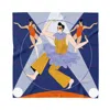 Momme Studio Women's Night Performance - Dark Blue Bandana Silk Scarf In Blue/orange/yellow