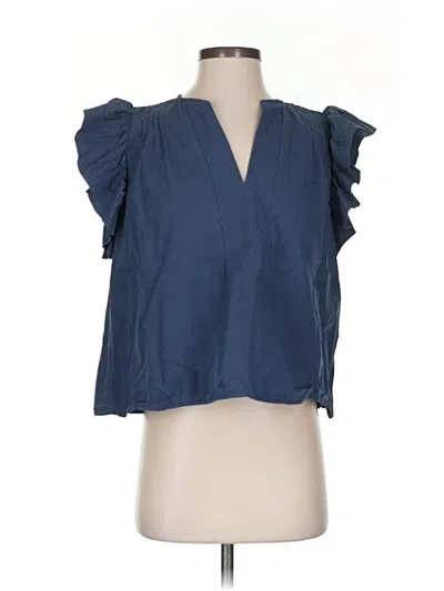 Pre-owned Momni Short Sleeve Blouse In Blue