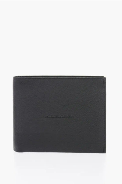 Momodesign Textuted Leather Wallet With Ton-on-ton Logo In Black