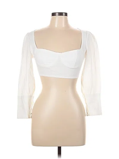 Pre-owned Momokrom® 3/4 Sleeve Top White Sweetheart Neckline Tops