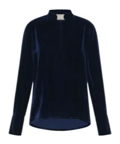 Momoní Aisu Blouse In Smooth Silk Blend Velvet In Black