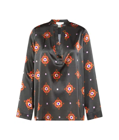Momoní Atlanta Satin Long Sleeved Blouse In Black