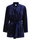 MOMONÍ 'EUGENIE' BLUE JACKET WITH V NECK AND ALL-OVER CHECK MOTIF IN VISCOSE BLEND WOMAN