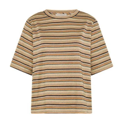 Momoní Iora Striped Lurex Jersey T-shirt In Rust_multicolour