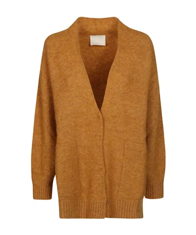 Momoní Long-sleeved Knitted Cardigan In Brown