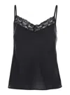 Momoní 'paine' Black Top With V Neck And Lace Embellishment On The Front In Black