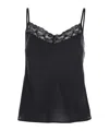 Momoní 'paine' Black Top With V Neck And Lace Embellishment On The Front In Black