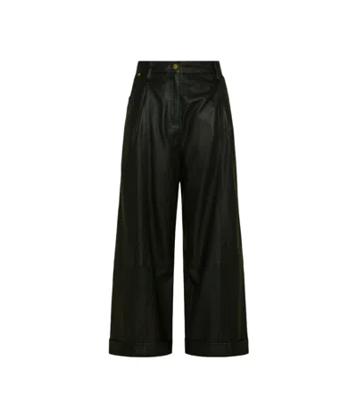 Momoní Uma Leather Wide Leg Pants In Black