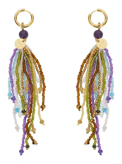 MOMONÍ WAI MULTICOLOR HOOP EARRINGS WITH ALL-OVER BEADS APPLIED IN GLASS AND BRASS BLEND WOMAN
