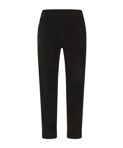 Momoní Yoko Pinstripe Velvet Pants In Black