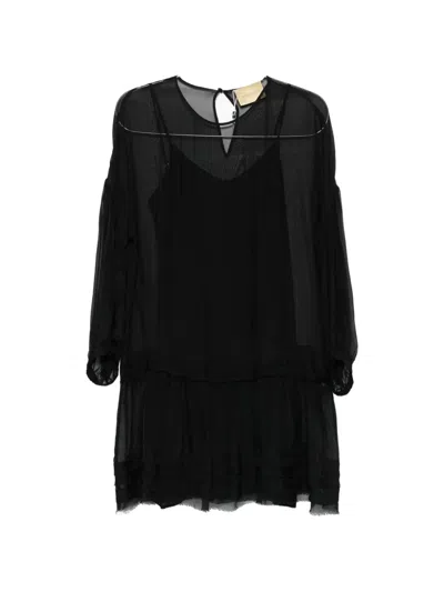 Momoní Agave Ruffled Mini Dress In Black