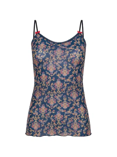 Momoní Airelle Print Scoop-neck Top In Blue