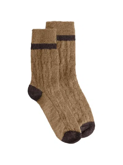 Momoní Aiva Cable-knit Socks In Brown