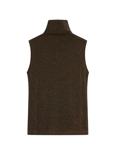 Momoní Alfred Sleeveless Stretch-lurex Top In Brown
