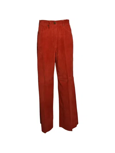 Momoní Aoki Corduroy Wide-leg Trousers In Red