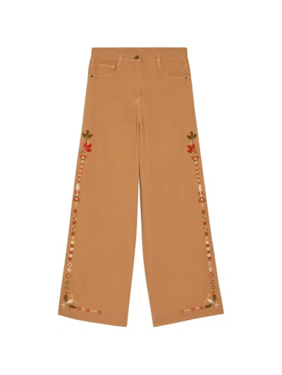 Momoní Aoki Embroidered Trousers In Multi