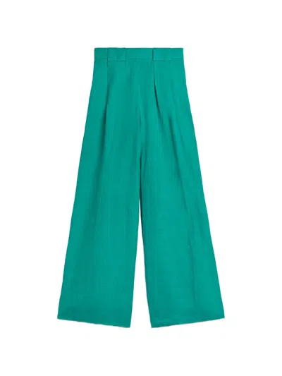 Momoní Aspen Pleated Palazzo Pants In Green