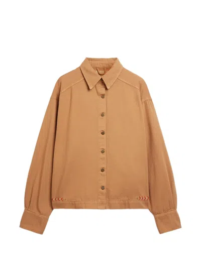 Momoní Atohi Embroidered Overshirt In Brown