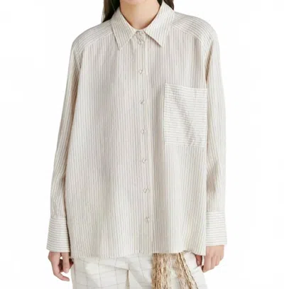 Momoní Aura Long Sleeve Striped Shirt In Beige