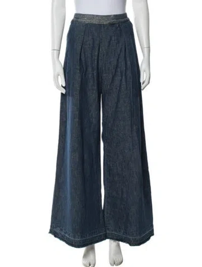 Pre-owned Momoní Bamboo Wide Leg Pants In Blue