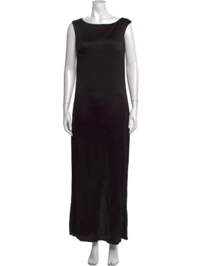 Pre-owned Momoní Bateau Neckline Long Dress In Black