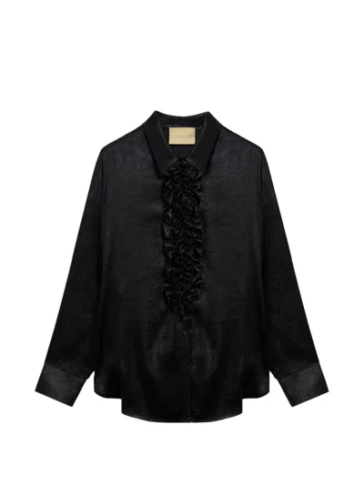 Momoní Bilancia Bis Ruffled Shirt In Black