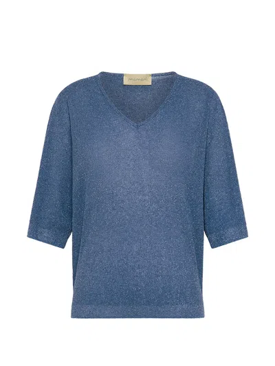 Momoní Blas V-neck Batwing Sleeve T-shirt In Blue