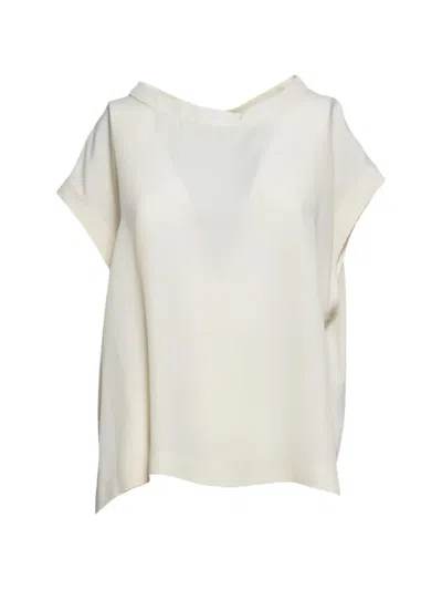 Momoní Boat-neck Short-sleeve Top In White