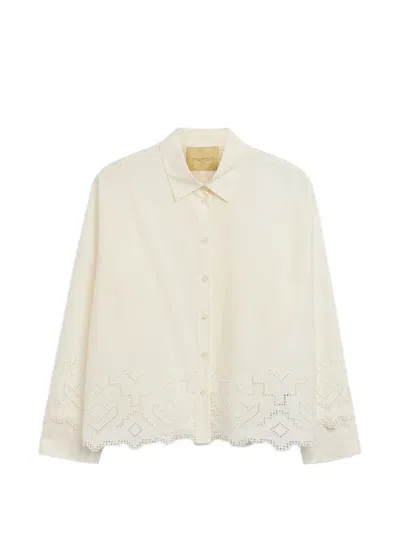Momoní Broderie Anglaise Poplin Shirt In Neutral