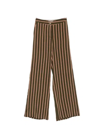 Momoní Candeo Vertical-stripe Wide-leg Linen Trousers In Multi