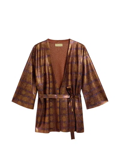 Momoní Chama Printed Cardigan In Burgundy