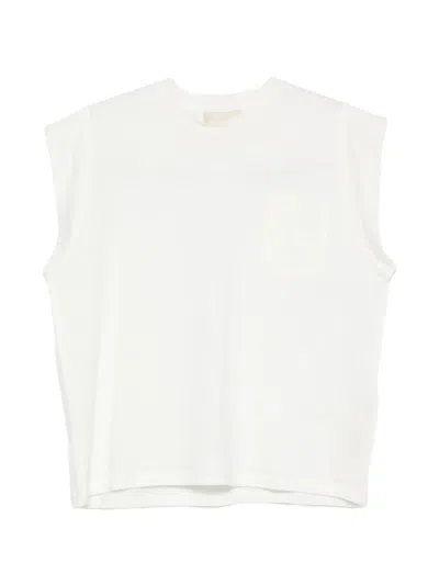 Momoní Chest-pocket Cap-sleeve T-shirt In White
