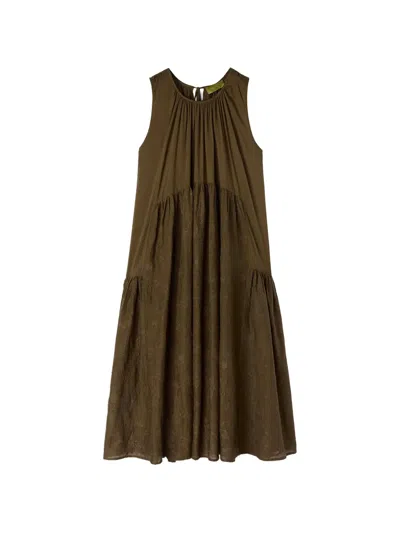 Momoní Cobre Embroidered Maxi Dress In Green