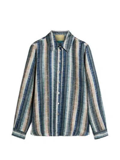 Momoní Collared Printed Shirt In Blue