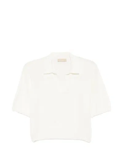 Momoní Columbia Polo-collar Short-sleeve T-shirt In White