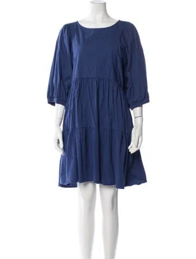 Pre-owned Momoní Crew Neck Mini Dress In Blue
