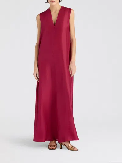 Momoní Momonì Cueva Sleeveless Long Silk Tunic With V-neck In Burgundy