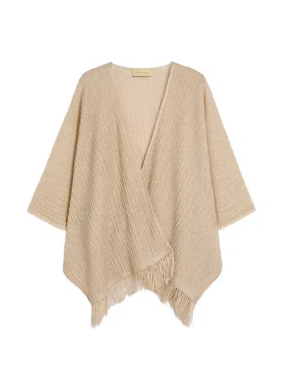 Momoní Divina Fringed Rib-knit Cardigan In Neutral