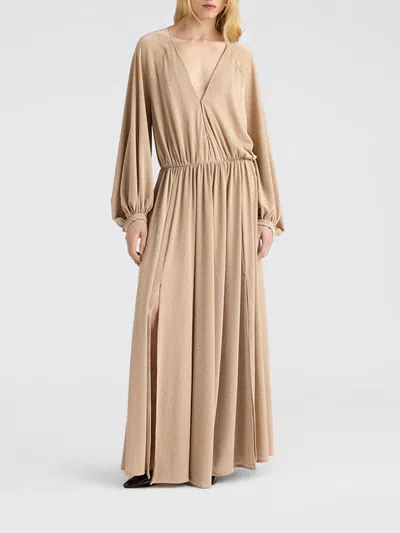 Momoní Geisli Lurex-jersey Long-sleeved Maxi Dress In White