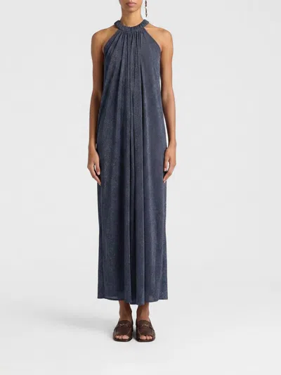 Momoní Yuca Lurex Jersey Maxi Dress In Blue
