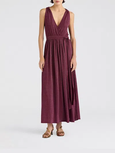 Momoní Pepita Sleeveless Dress In Burgundy