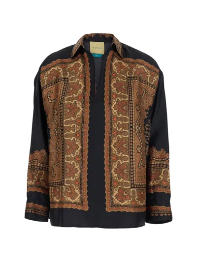 Momoní Eiki Paisley-print Silk Blouse In 블랙