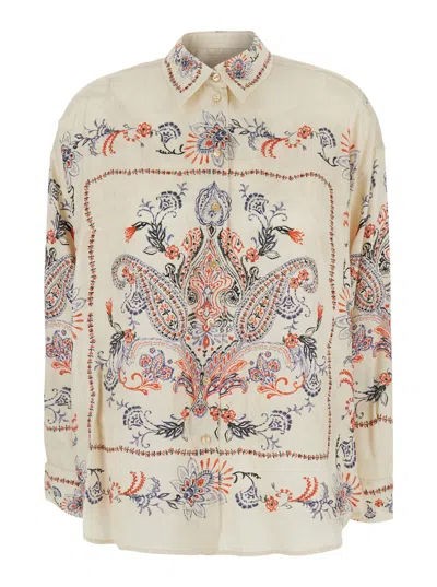 Momoní Momoni Embroidered Classic Collar Blouse In Neutral