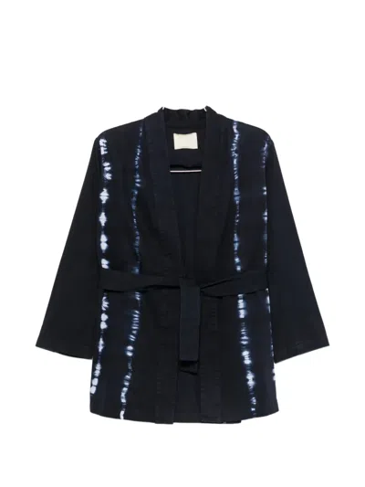 Momoní Eugenie Tie-dye Belted Coat In Blue