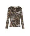Momoní Fitted Floral Print Shirt With Round Neckline In Brown